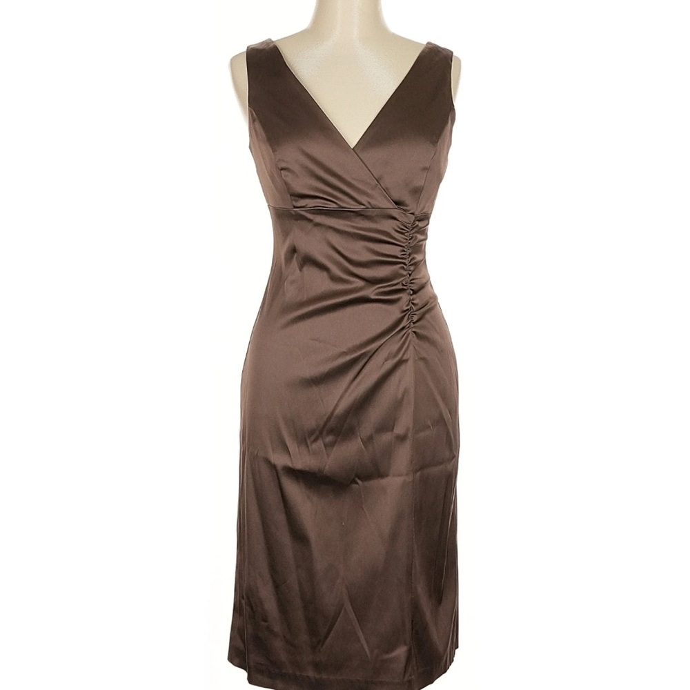 Donna Ricco Brown Sleeveless Midi Dress